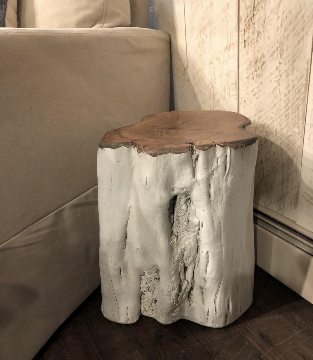 Black Locust Side Table Natural Form Painted White Hearthwoods