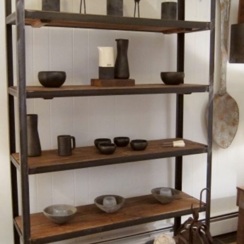6 Tier Shelving Unit with Steel Frame and reclaimed pine 