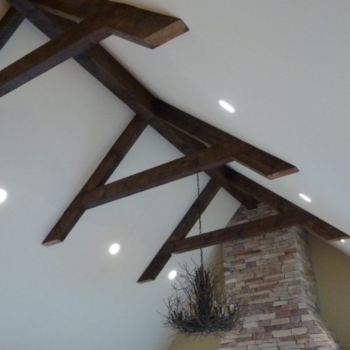 Antique Reclaimed White Pine Beams with Dark Walnut Stain
