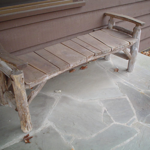 Backless Bench in Ancient Locust and Weathered Osage Orange