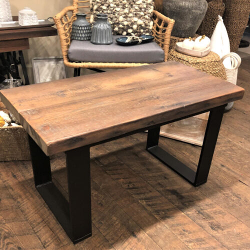 Bench/Coffee Table in Antique Pine with Steel Base