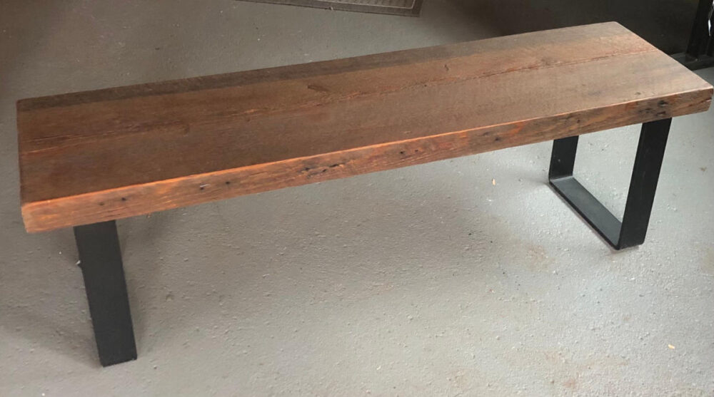Gaan ik heb dorst voertuig Bench/Coffee Table in Antique Pine with U Shape Steel… | Hearthwoods