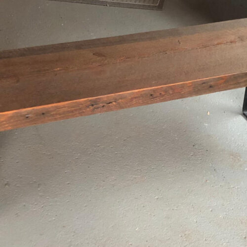 Bench/Coffee Table in Antique Pine with U Shape Steel Legs