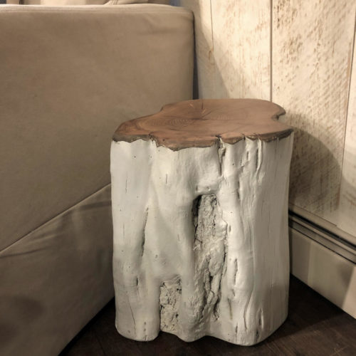 Black Locust Side Table Natural Form Painted White
