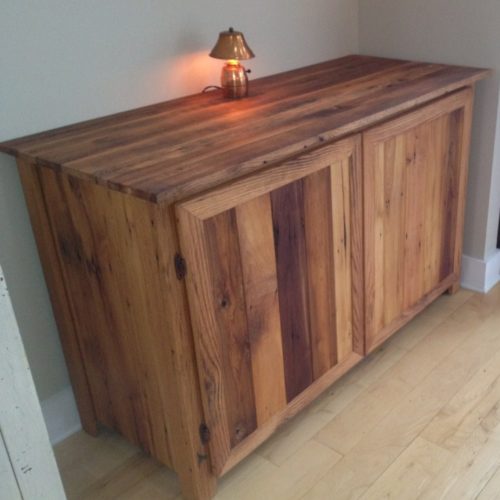 Buffet Cabinet made from Antique Reclaimed Hardwood Barn Rafters