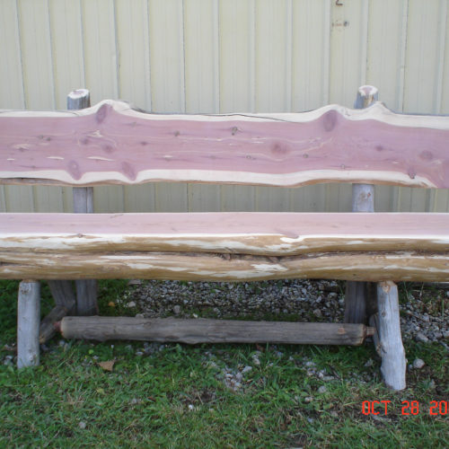Cedar Log Outdoor Bench