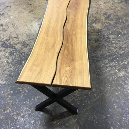 Coffee Table/Bench in Black Locust with Steel Base