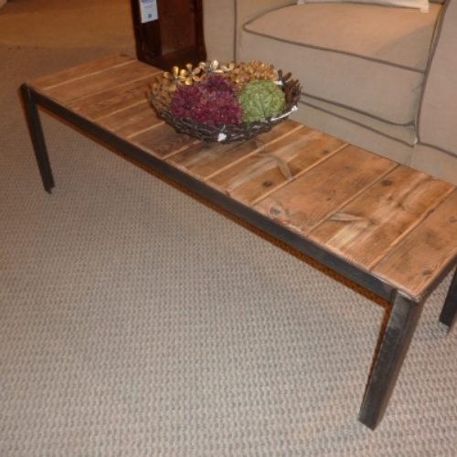 Coffee Table Bench with Reclaimed Structural Decking and Steel Frame