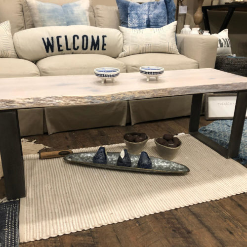 Coffee Table in White Oak with Cashmere Finish and Steel Base