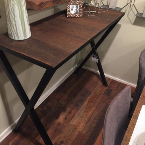 Console Table in Reclaimed Mixed Hardwoods and Steel X Base