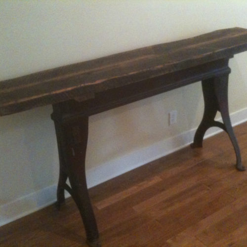 Console Table in Antique Reclaimed Oak with Vintage Industrial Base
