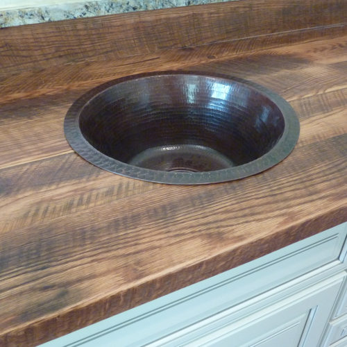Counter Top made from Reclaimed Red Oak Rafters