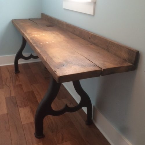 Desk with Antique Reclaimed Maple and Industrial Cast Iron Base