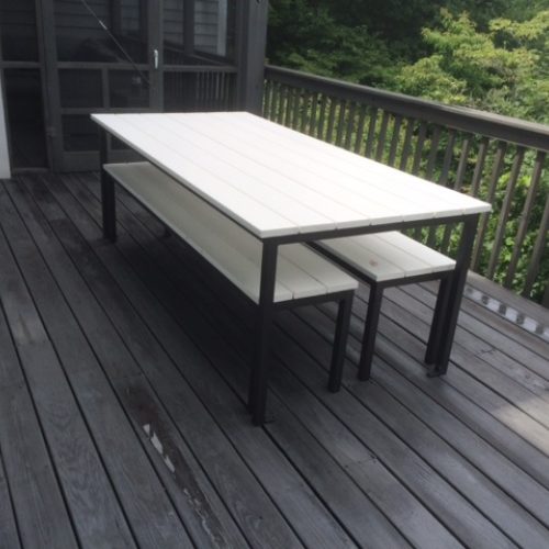 Dining Table in Composite Material (20 Colors) with Powder Coated Steel Base