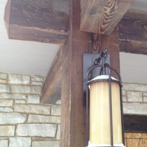 Exterior Beams in Antique Reclaimed Pine with Outdoor Finish