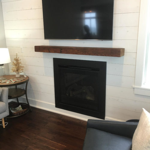 Mantle from Reclaimed Antique Pine Barn Beam