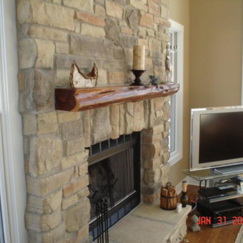 Mantle in Re-Purposed Cedar with Glossy Finish