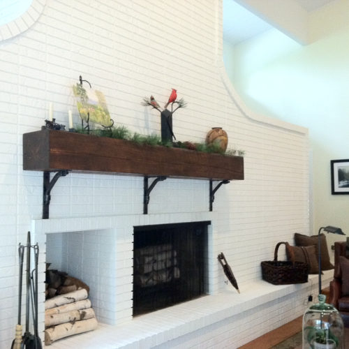 Mantle in Weathered White Pine with Walnut Stain