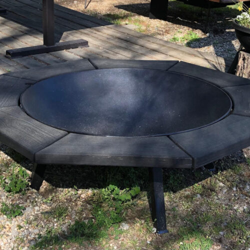 Octagonal Fire Pit with Wood Perimeter