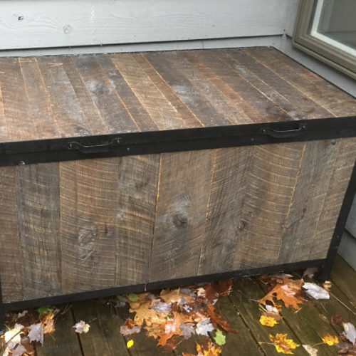 Outdoor Storage Box in Reclaimed Wood with Powder Coated Steel Frame