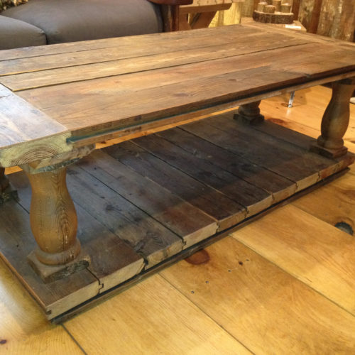 Coffee Table made from Reclaimed Antique Pine with Turned Legs