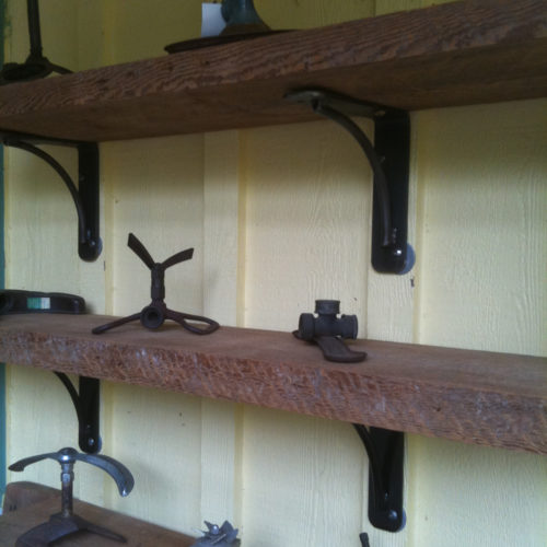Shelves in Antique Reclaimed Pine with Steel Brackets