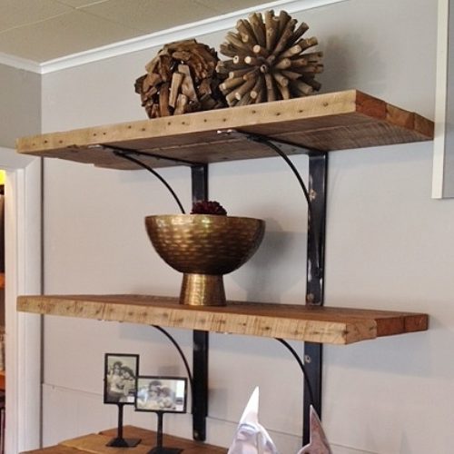 Shelves in Reclaimed Pine with Large Steel Brackets