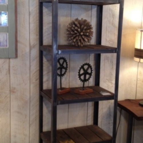Shelving Unit in Reclaimed Wood With Steel Frame 