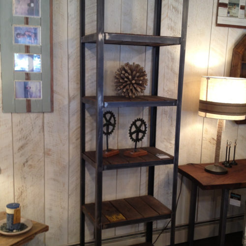 Shelving Unit with Reclaimed Wood and Steel Frame