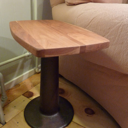 Side Table with Vintage Cast Iron Base and Re-Purposed Cherry Top
