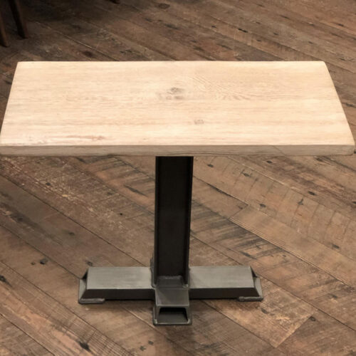 Side Table with White Oak Cerused Top and Steel Base