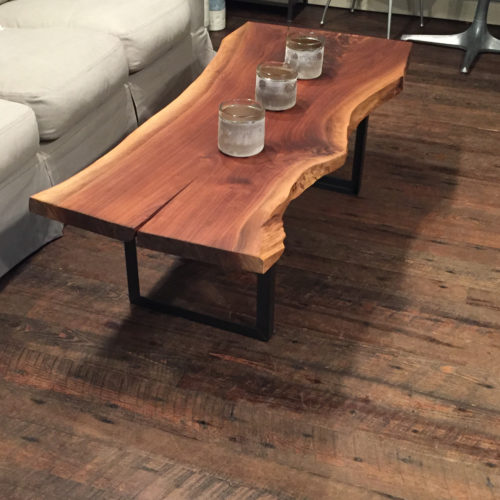 Coffee Table made from Walnut Slab with Steel Base