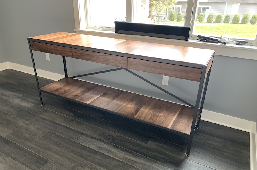 media console table with shelf