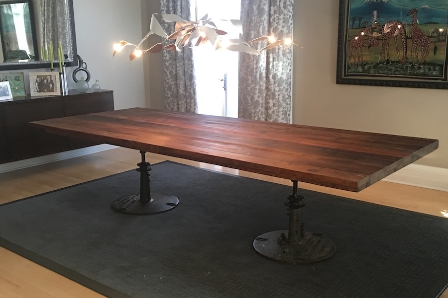 Dining table with industrial base