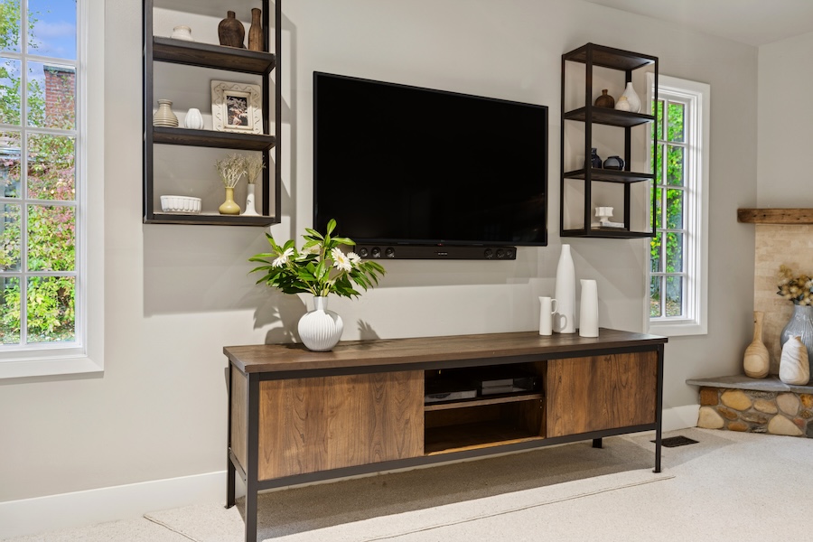 Media console and shelves