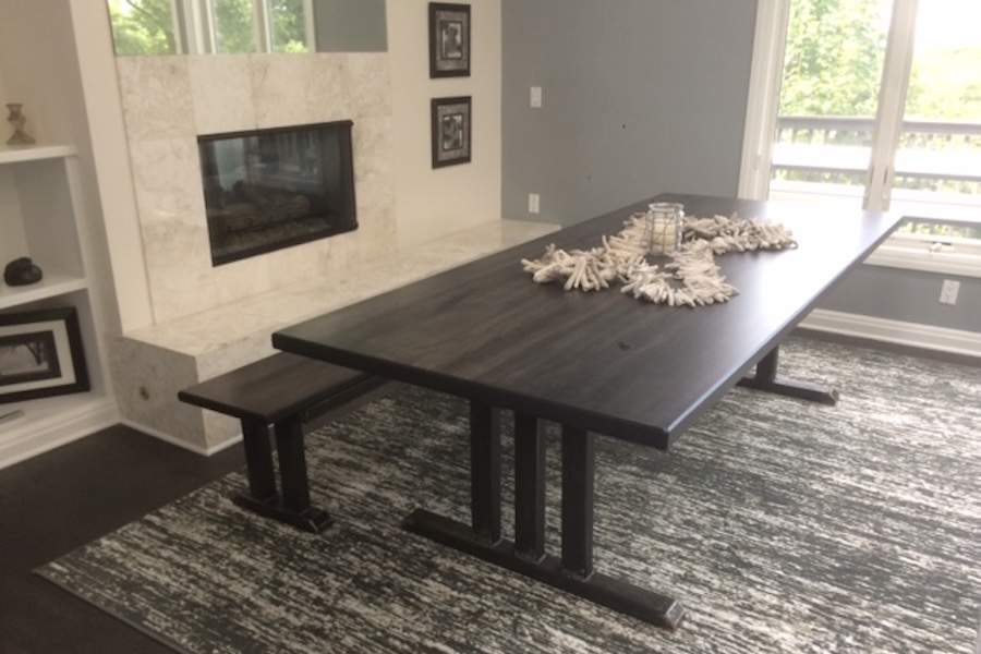 Dining table with bench