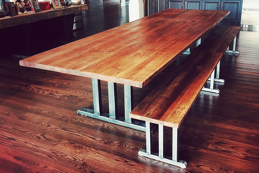 dining table and bench arts and crafts style