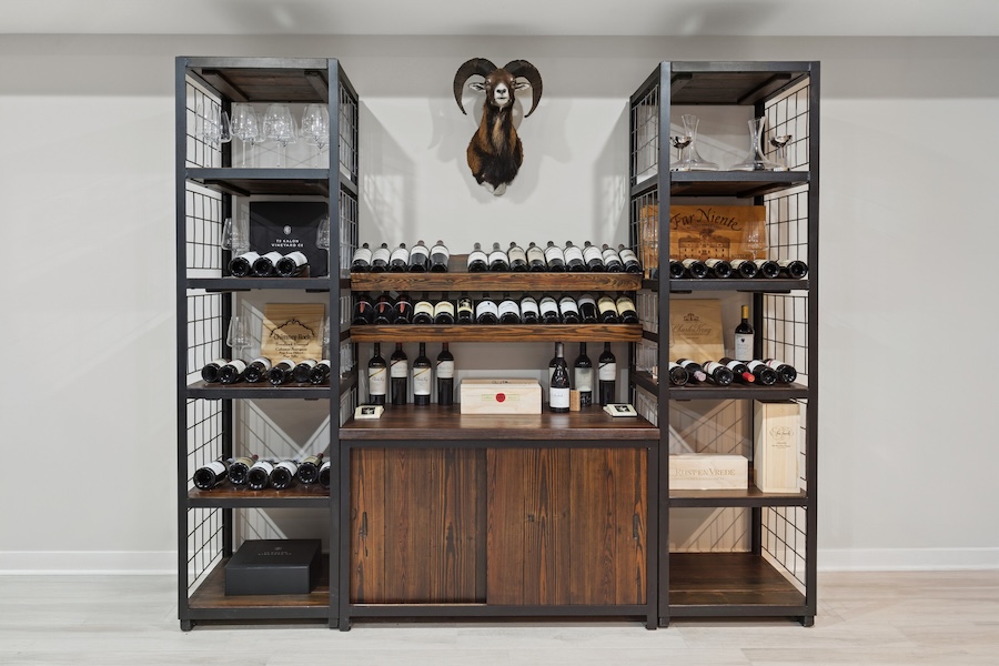 custom wine bar and shelving