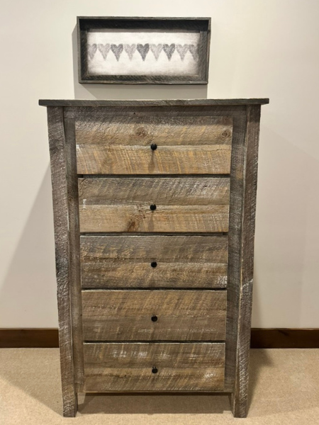 Five drawer tall dresser
