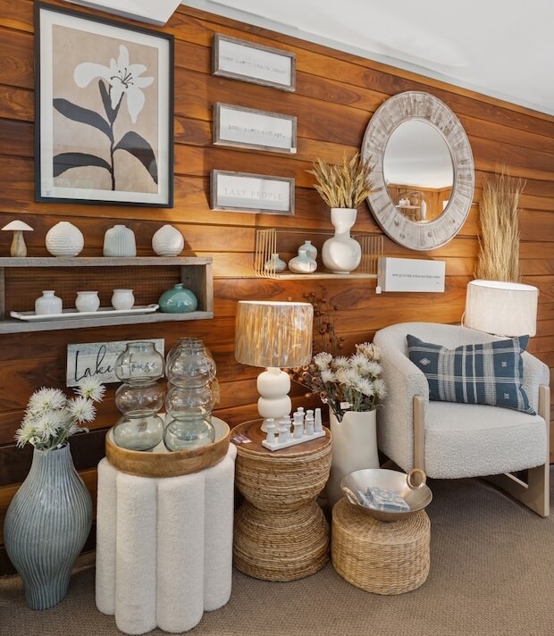 Hearthwoods showroom sitting area decor