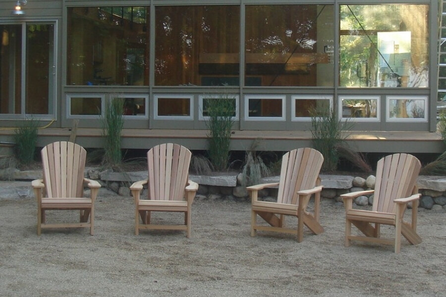 Four cedar adirondack chairs