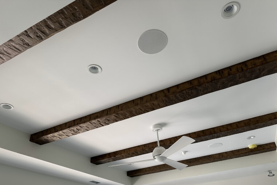 dark wood beams on ceiling