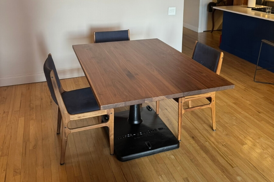 dining table on black industrial base