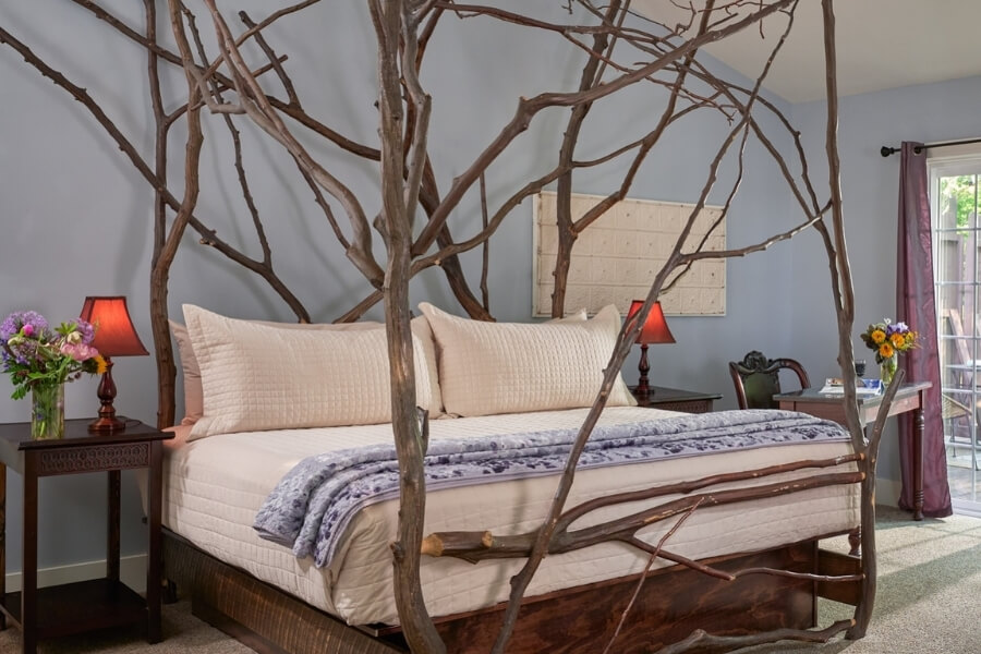 King bed made from native tree branches
