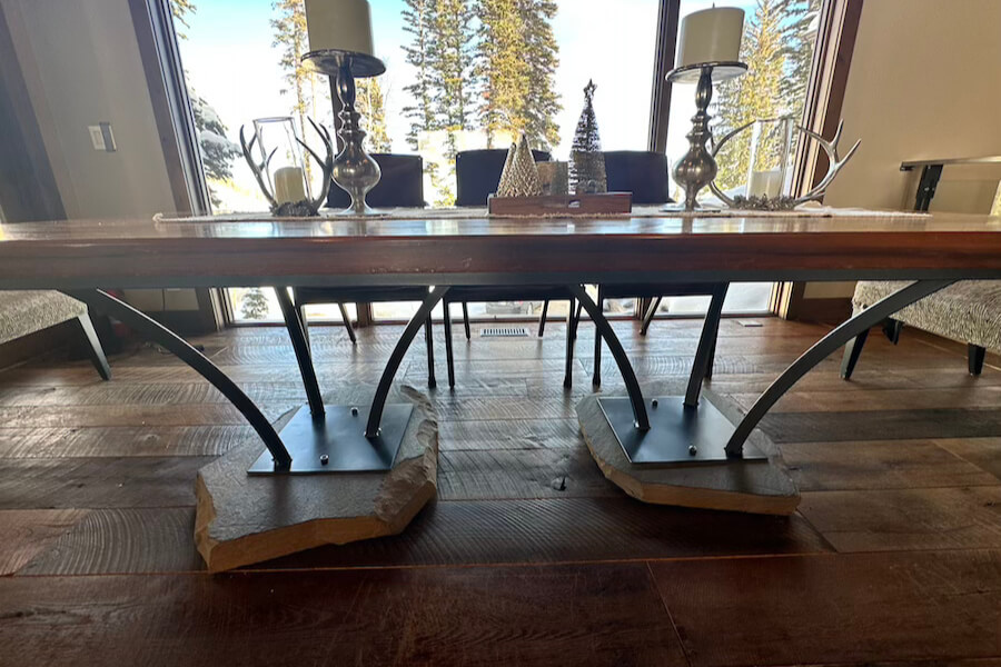 Dining table on stone base