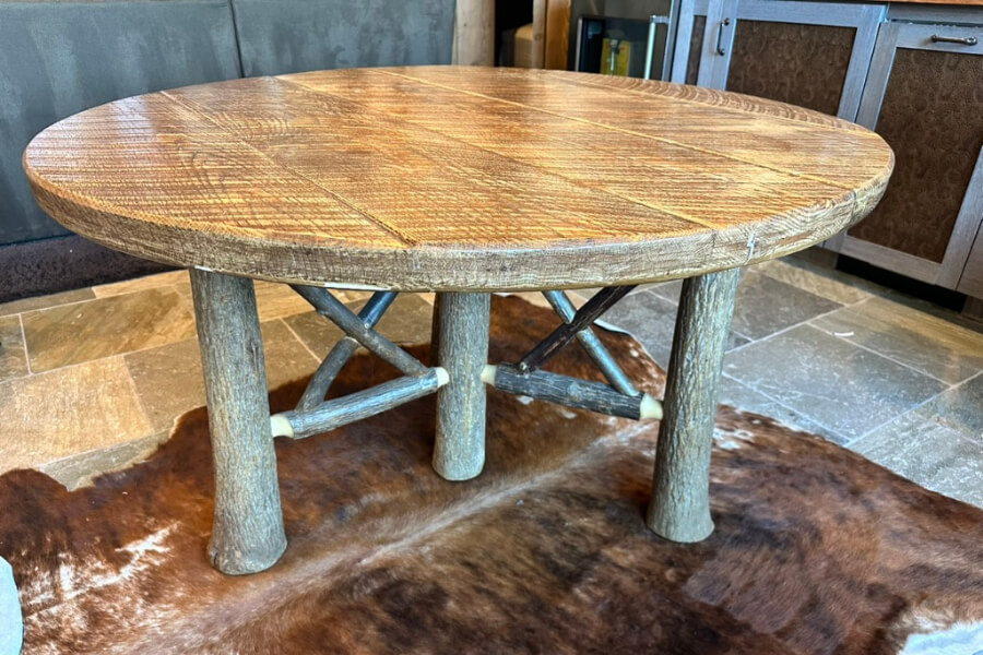 Round rustic dining table